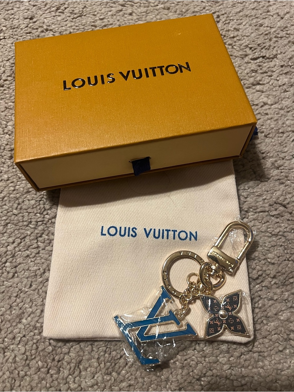 Louis Vuitton Blue and Gold Monogram Key Charm